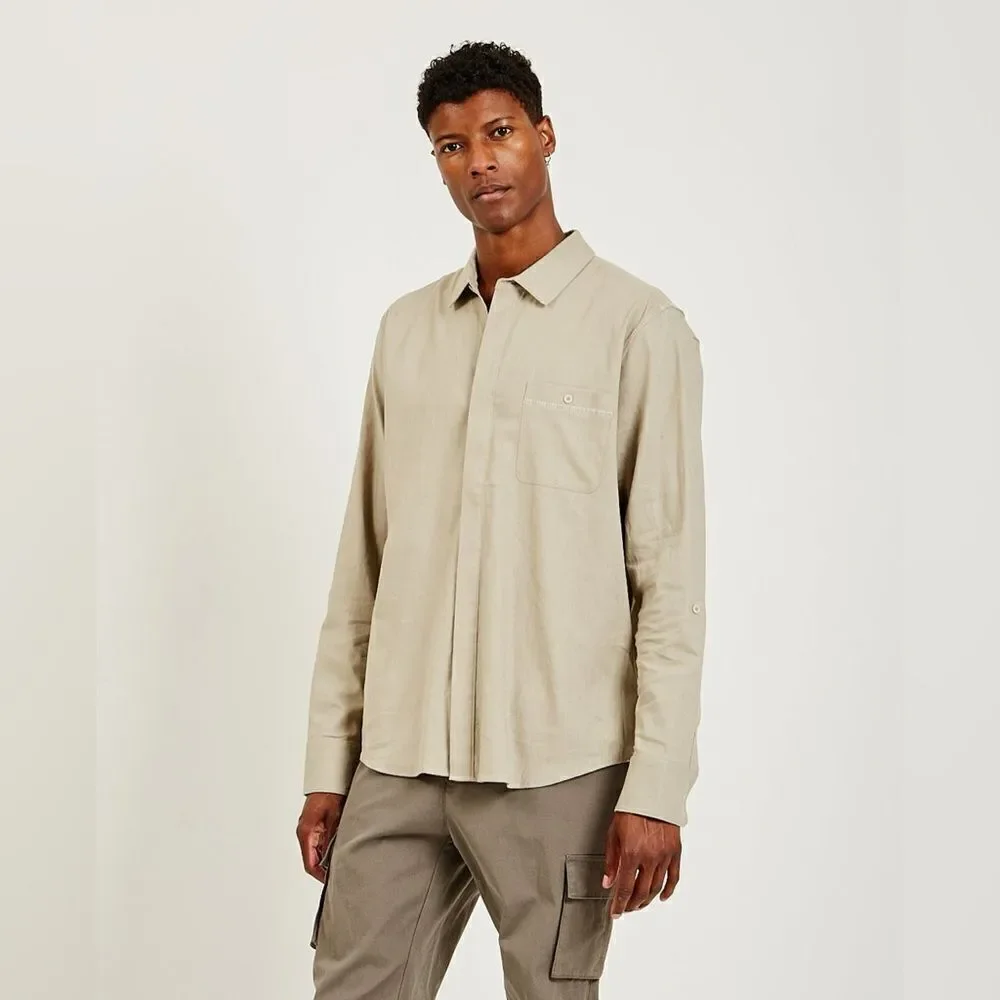 PAIGE NWT Men’s Ferrell Shirt in the color Soft Tan size Small